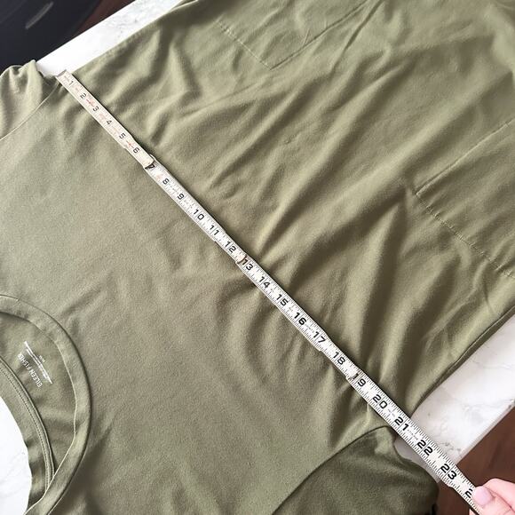 Eileen Fisher Organic Cotton Olive Green Midi T-shirt Dress women's size Medium‎ - Picture 9 of 10